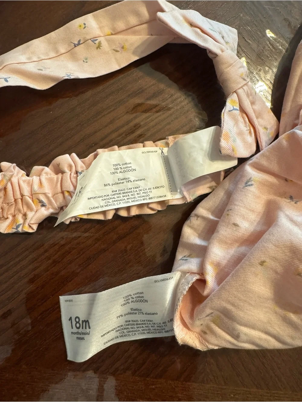 Carter's Peach Floral Baby Romper with Matching Bow